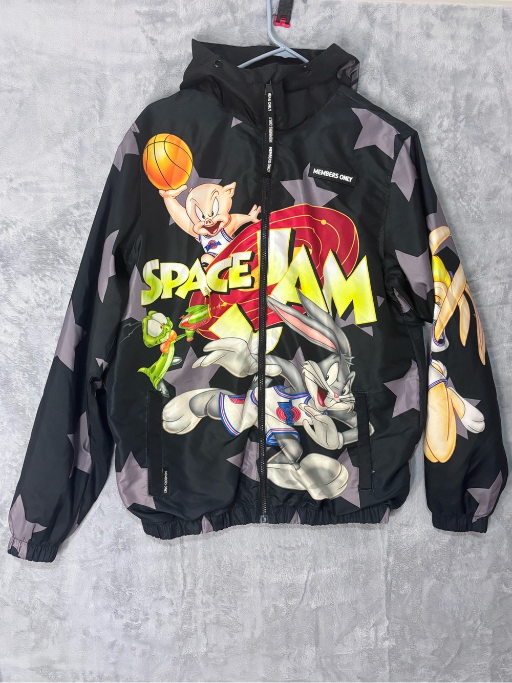 Members Only Space Jam Tune Squad Hooded Windbreaker Jacket Looney Tunes Small